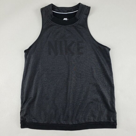 Nike Sportswear Shimmery Tank Top Gray Womens Small Sleeveless Logo Shirt 804084 - Picture 1 of 10